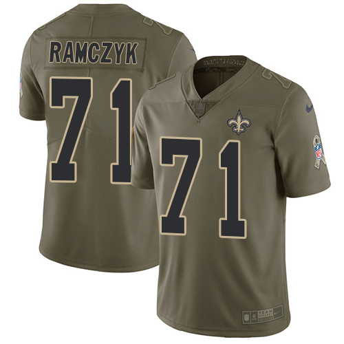 Nike Saints #71 Ryan Ramczyk Olive Men's Stitched NFL Limited Salute To Service Jersey - Click Image to Close